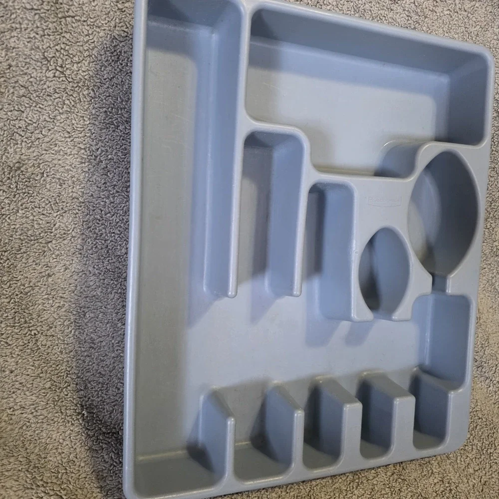 Vintage Rubbermaid Blue Silverware Flatware Tray Utensil Holder #2922 Organizer